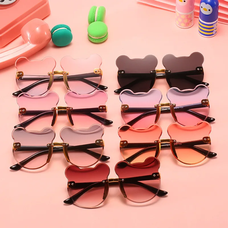 

Wholesale children colorful sunglasses gafas oculos de sol kids cute UV400 rimless sun glasses baby girls, As the picture shows