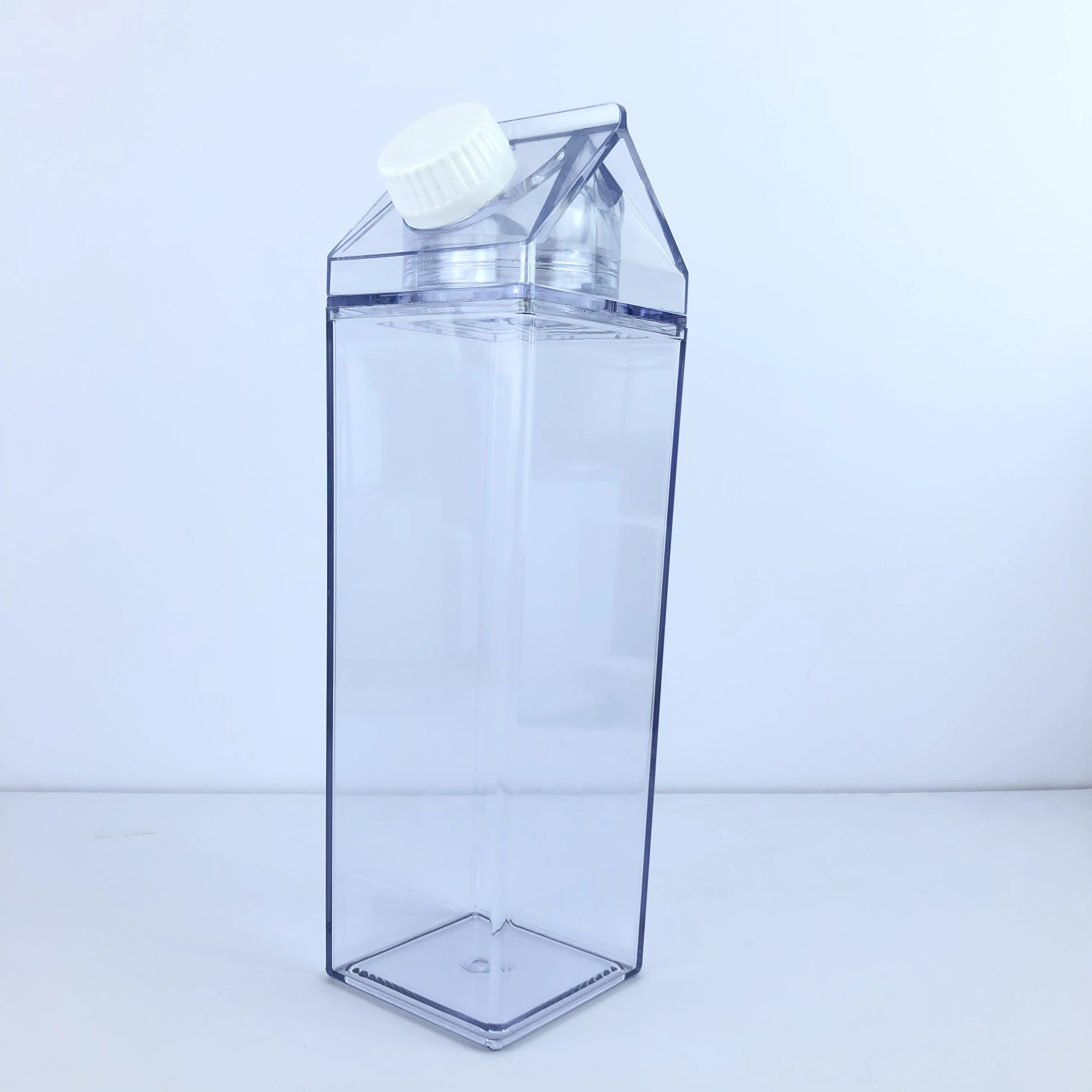 

Custom 500ml transparent plain milk shape box reusable plastic clear milk carton plastic water bottle