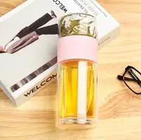 

New Design Separating Tea Bottle Double Wall Drinking Glass Tea Infuser Water Bottle