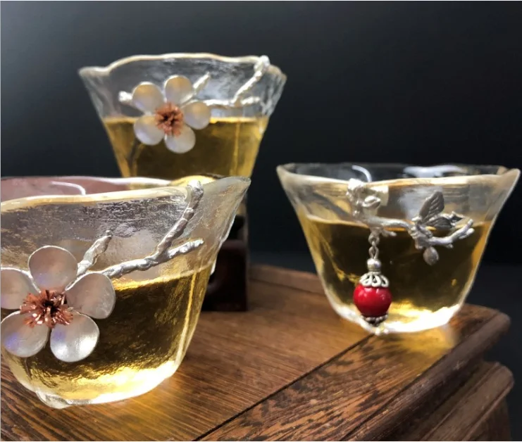 

individual master tea making ripple clear decorative tin glass single small Kung Fu Brandy Tea mini cup with no handle for lady, Transparent beer glass