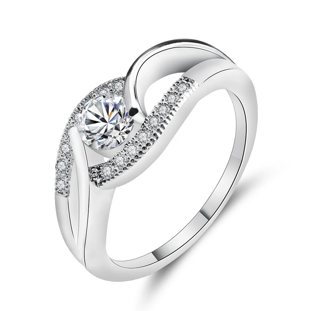 

Fashion new simple ladies intersecting smart openwork wedding zircon ring party jewelry accessories