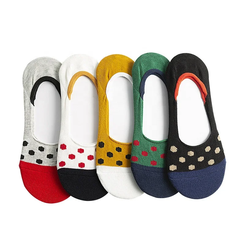 

Summer spring wholesale antislip socks dots cute korea invisible women no show socks, Colorful