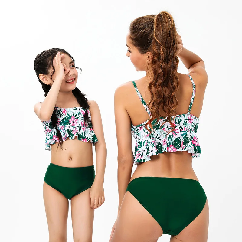 

2022 amazon women girls print color women bikini one piece mammy & girls free sample swimwear sexy swim suit bikini set