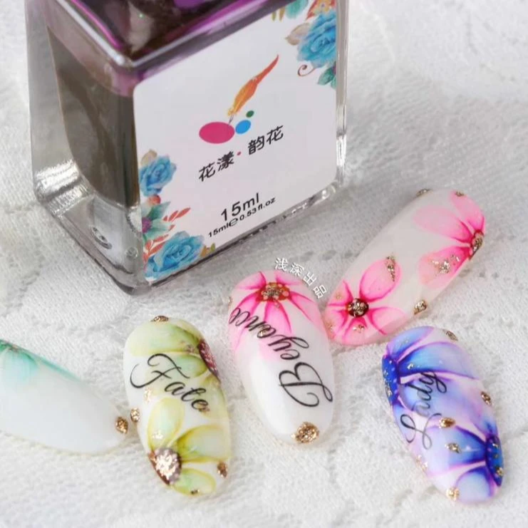 

No Lamp Charming Flower Water Color Nail marble ink for nails gel, 12 colors