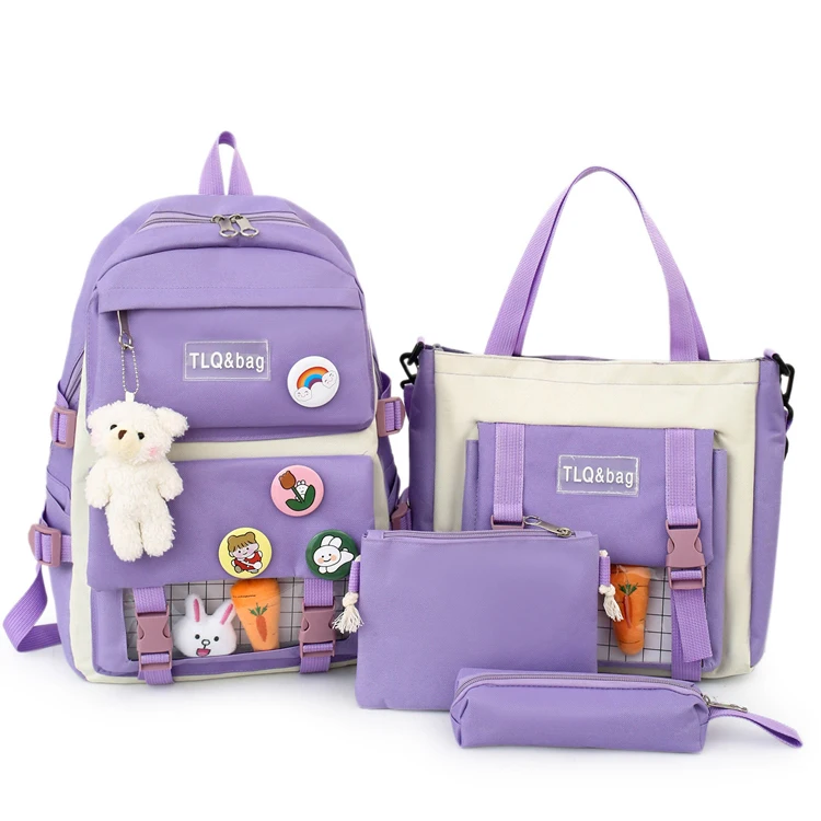 

New branded handbags bags women luxury school bags for girls set primary school bags backpack for kid school, 5 colors