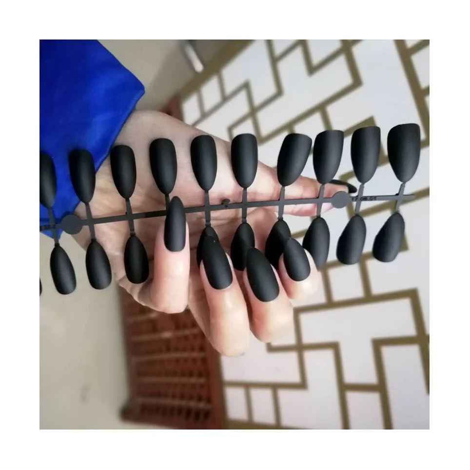 

NA0129 Matte Stillettos False Nails Full Cover Fake Nail Tips DIY Manicure Sharp Artificial Fingernails Nail Art Decoration, 35 colors to choose