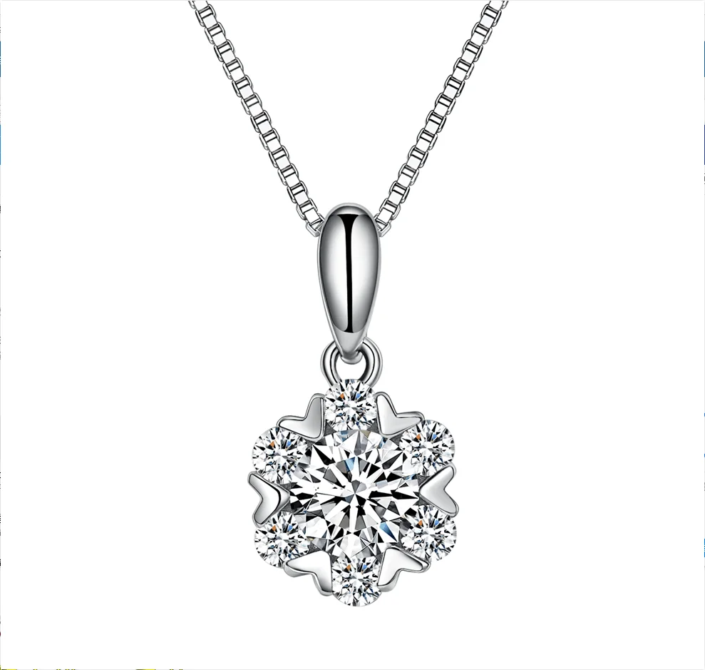 

OEM&ODM VANA Korean Shinny Jewelry 925 Sterling Silver Crystal Necklace Geometric Cubic Zirconia Round Pendant Necklace