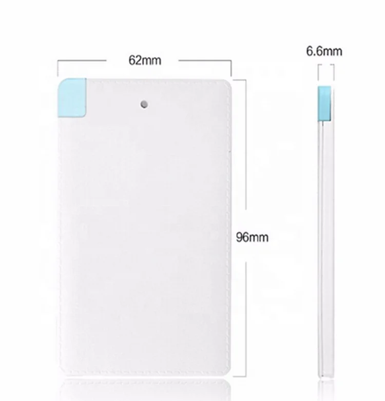 

Hot selling shenzhen factory portable 2500mAh mobile phone charger credit card slim power bank with built in cable, White, pink, blue, black etc