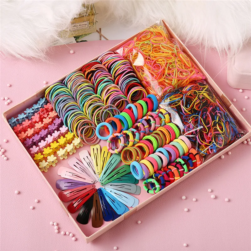 

Children Colorful Nylon Elastic Hair Bands Bands Set Kids 780Pcs Ponytail Holder Headband Hair Accessories For Baby Girls, Multi-color