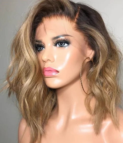 

Long Curly Water wave High Temperature Fiber Middle Part For Women Natural Hair Wigs Synthetic hair wigs, Accept customer color chart