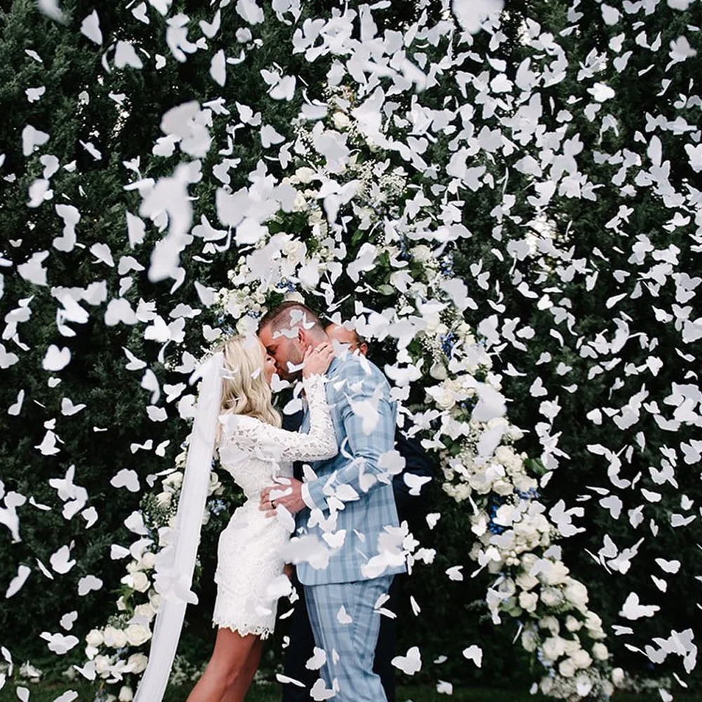 Bridal Marrage Ceremony Stage White Pink Color Biodegradable Tissue Paper Party Butterfly Confetti Wedding Decoration Supplies