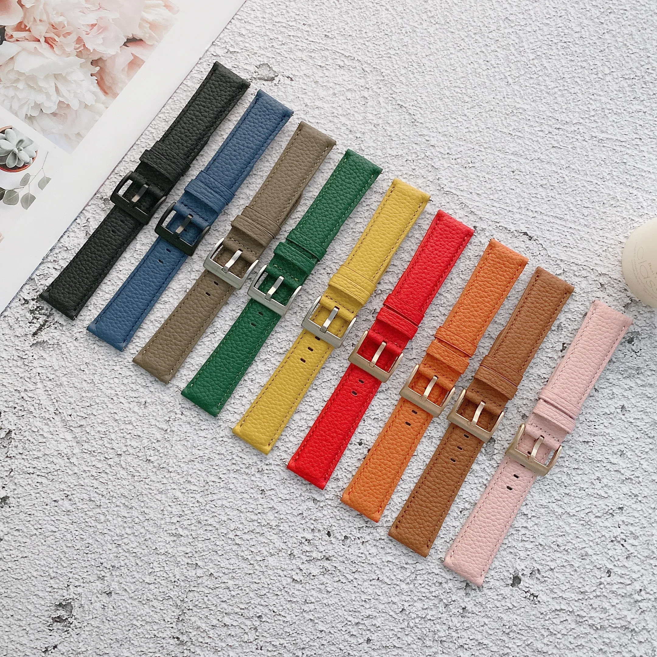 

BOORUI new design smart watch accessories luxury watch band genuine leather  band strap for samsung watch, 9 colors to choose from