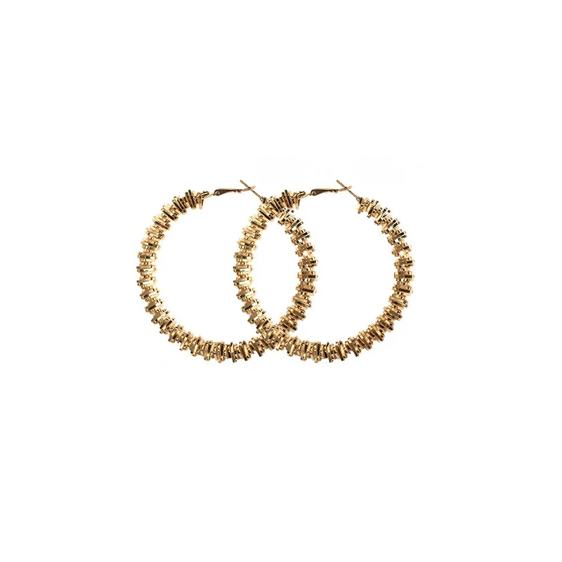 

New Arrival Big 9ct Gold Plated Twisted Large Hoop Earrings Large Circle Creole Hoop Earrings
