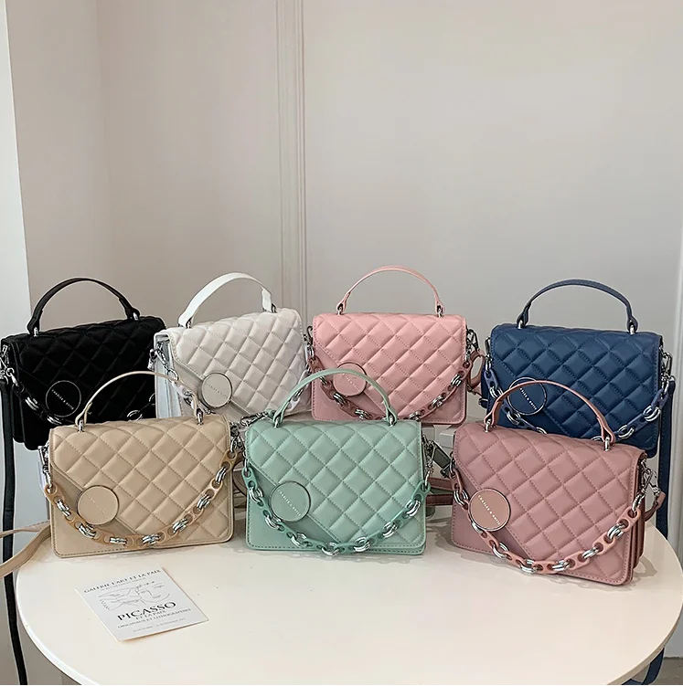

2021 Summer small square bag ladies rhombus chain crossbody purse luxury wholesales sling women purses and handbags fashionable, White,blue,black,green,pink,khaki