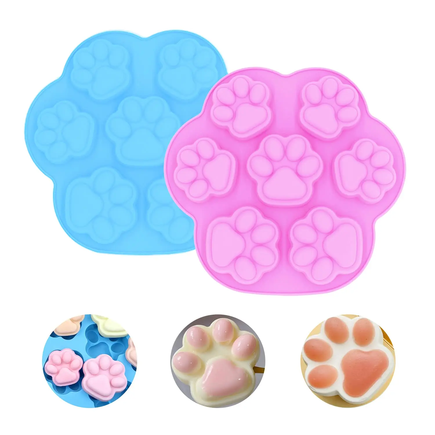 

DUMO Food Grade 7 Cavity Paw Shape Cake Mold Cookie Fondant Tool Candy Chocolate Silicone Mould Baking Mold