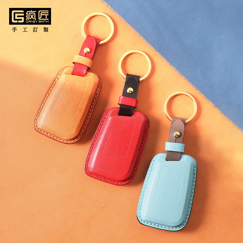 

2021 NEW High Grade Handmade Craft Gift Genuine Leather Smart Car Key Case Cover for Volkswagen Passat\Magotan\CC, 17 color available