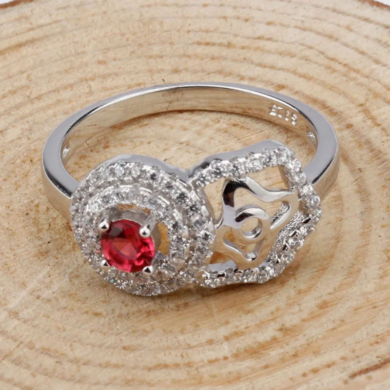 elegant 925 sterling silver lover engagement ring jewelry red