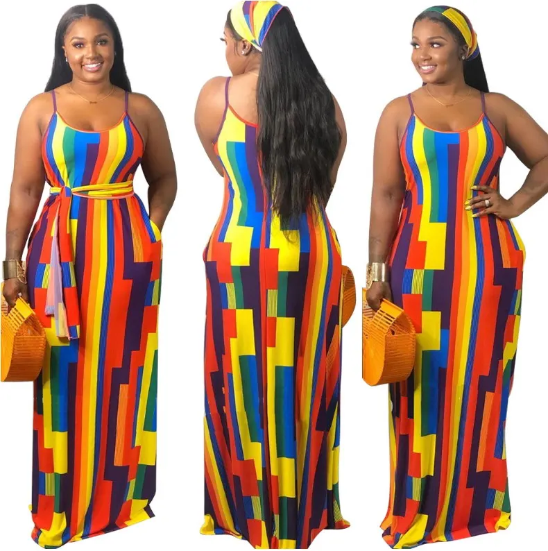 

Exquisite workmanship fashion colorful print plus size sleeveless women fitness sexy dress, As picture