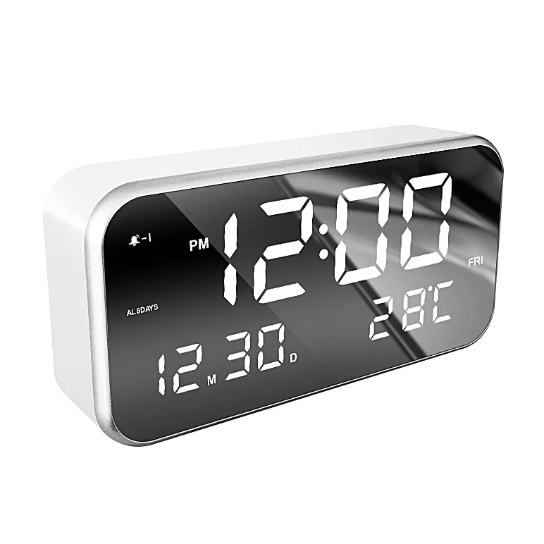 

Amazon popular digital desk clock led display alarm clock mirror digital alarm clock