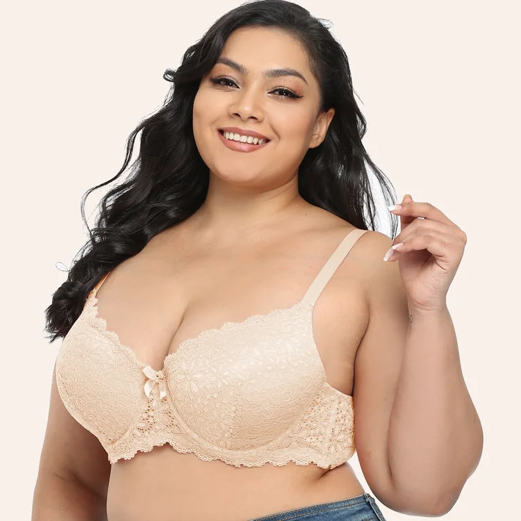 

Wholesale Customize Hot Selling Fat Women Plus Size Lace Bra Underwire Sexy Breathable High Quality Women's Plus Size Underwear, Picture shows
