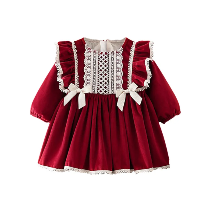 

Winter Dress Child Baby Girl Print Princess Dress CARTOON Quantity Bear Bow WOOLEN, Picture