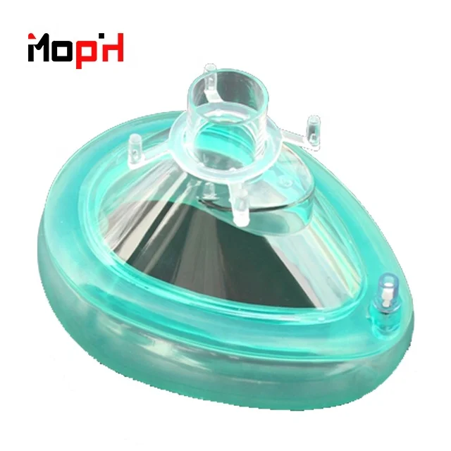
Anaesthetic face mask with transparent faceplate and color hooks 