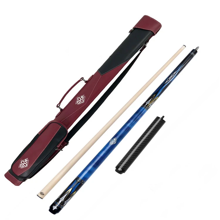 

Hot Sale Imported Precious Wood And Inlay Process Pool Cue 1/2 Billiard Cues And 1 Storm Billiard Club Bag Gift Set, Blue