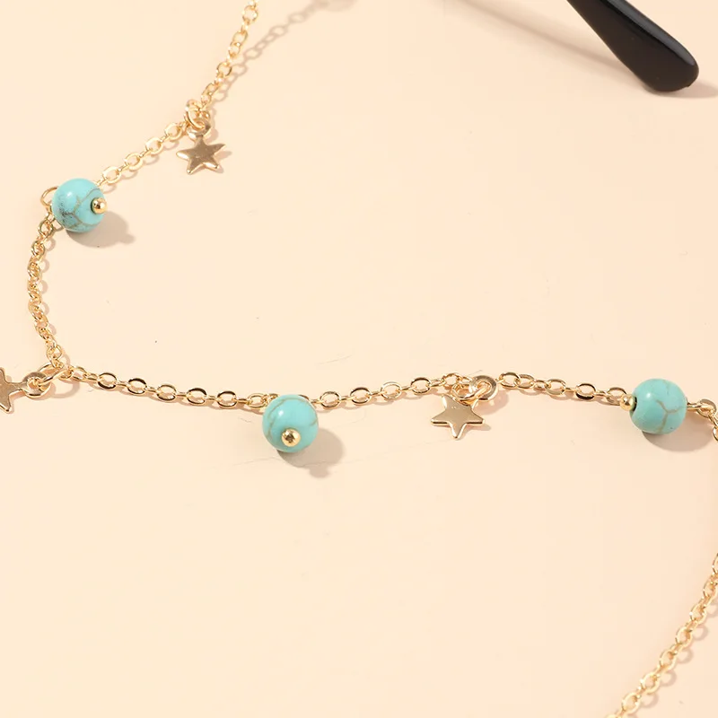 

Hot-Selling Eyeglasses Chain Trendy Blue Turquoise Star Pendant Eyeglasses Chain Odm/Oem/Customized, Gold