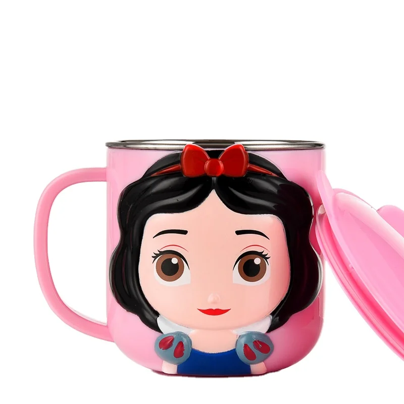 

Children's Water Cup Stainless Steel Drinking Mug Coffee Cup with Lid Student Elsa Household Cup of 3D