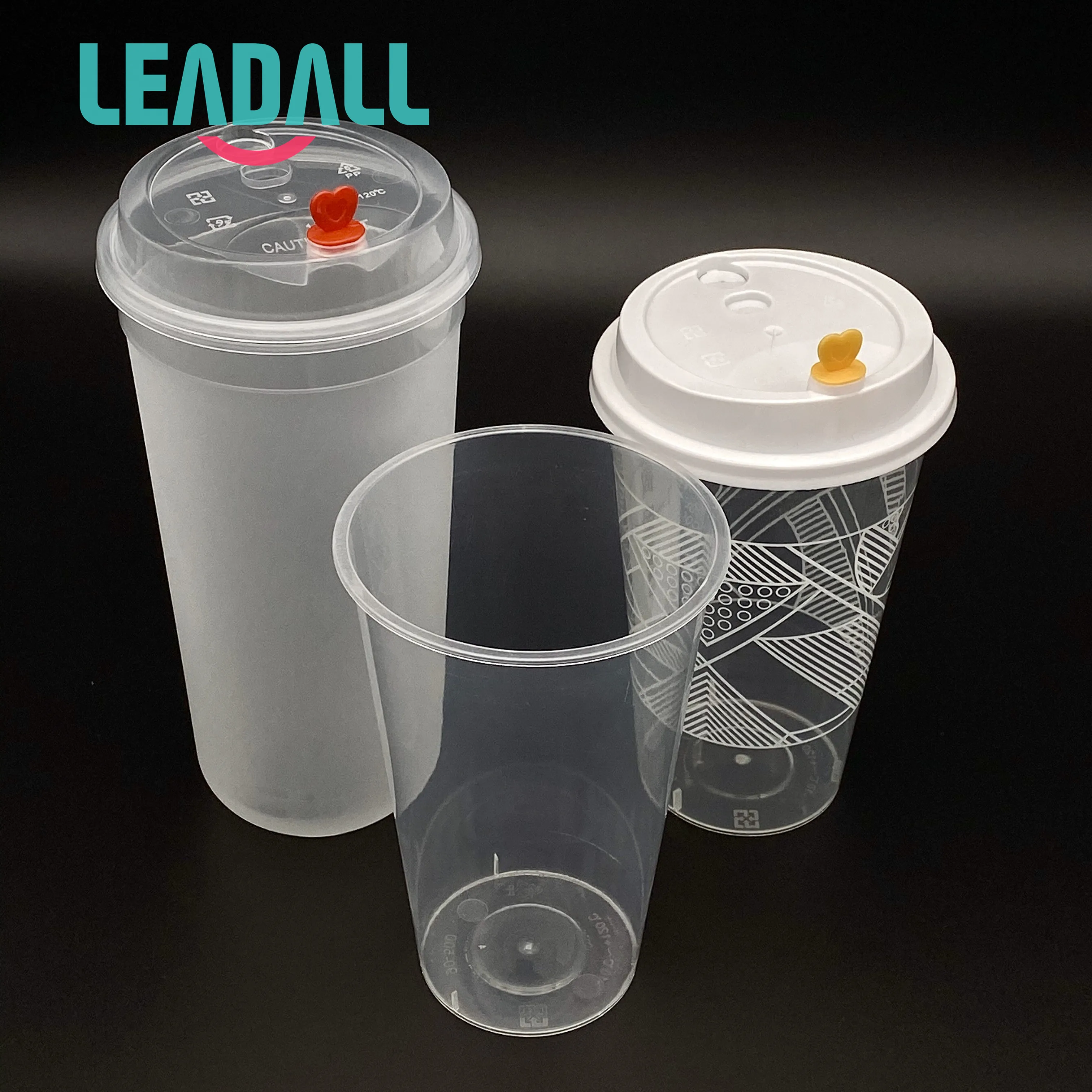 Customized logo printing water bubble tea injection disposable hard plastic pp cup with lid sealing film