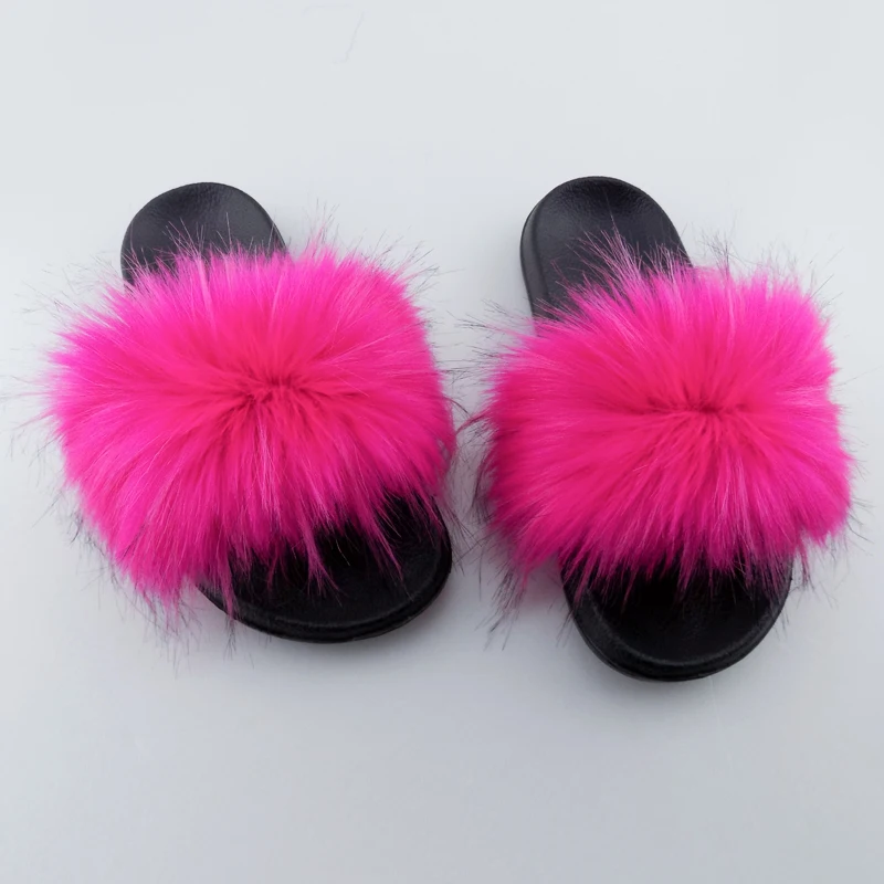 

Factory Wholesale Colorful faux fur slippers ladies, 16 colors