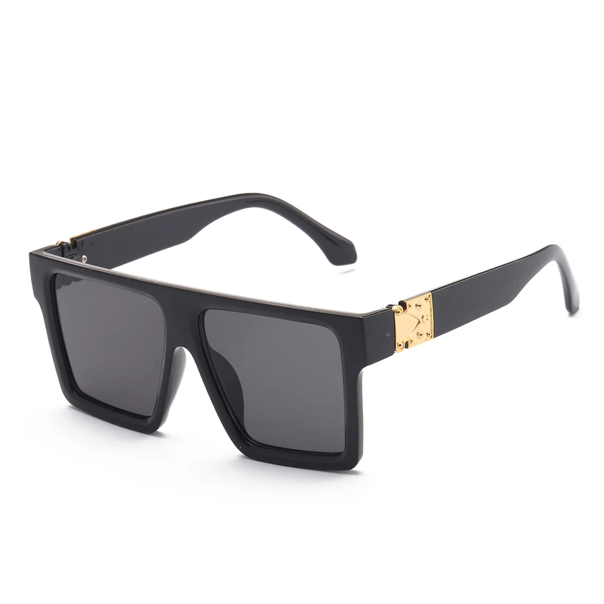 

2021 Fashionable cool Big oversized square frame with Metal accessories Unisex Sunglasses