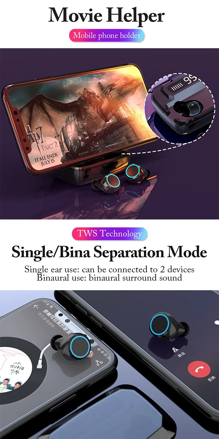 New M11 Earphone TWS 5.0 Wireless Bluetooth Headphone With 3300mAh LED Digital Charging Box Stereo Bass Sport Headset Earbuds - ANKUX.COM