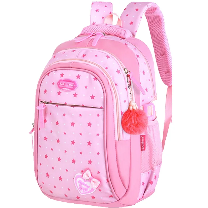 

2021 New children's knapsack nylon schoolbag printed colorful pink girl's backpack