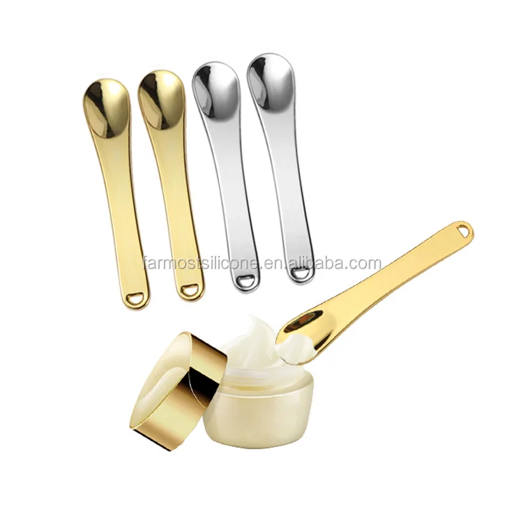 

Alloy Metal Gold Color Mixing Spoon Facial Moisturizer DIY Mixing Spatulas Scoop For Lady Makeup Cream Stick, Silver, gold