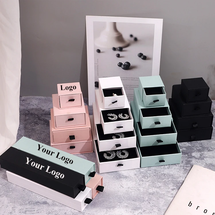 

Jewelry Box For Engagement Ring Earrings Necklace Bracelet Display Blue Color Gift Boxes, Black jewelry packaing