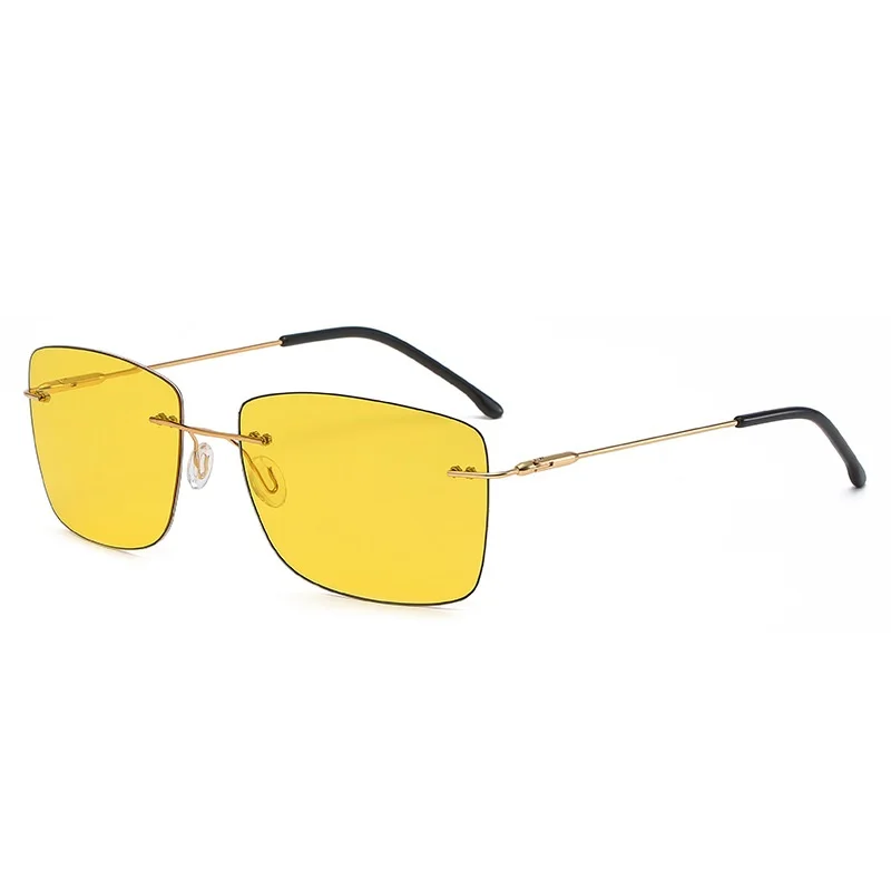 

Rimless Men Polarized Driving Glasses Male Change Color Sunglasses Day Night Vision Driving Eyewear Photochromic Sunglasses, Gray,yellow,photochromic lens