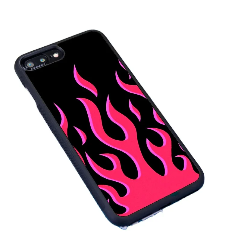 

Red Flames Soft TPU Silicone Rubber phone case cover for iPhone 7 8 plus X Xs 11 Pro Max XR SE2020, Black