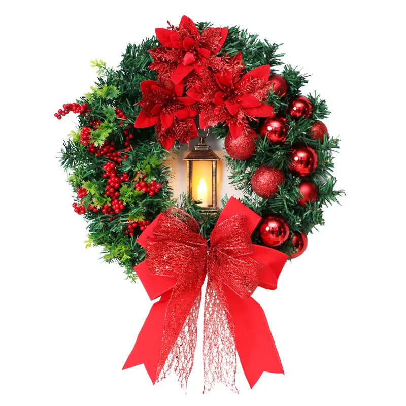 

2023 New Christmas Garlands & Wreaths Decorations Hanging 40cm Sacred Christmas Wreaths with Lights on Doors