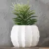 Wholesale Big Size Round White Bevel Ceramic Flower Pot