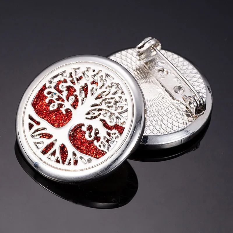 

2020 Amazon Hot Sale Perfume Diffuser Brooch Fashion Life Tree Aromatherapy Brooch