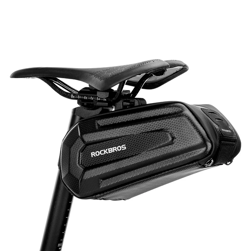 

ROCKBROS B69 Waterproof Large Capacity Bicycle Saddle Bag Double Zipper Shockproof Seat Post Rear Bike Bag Accessories, Black