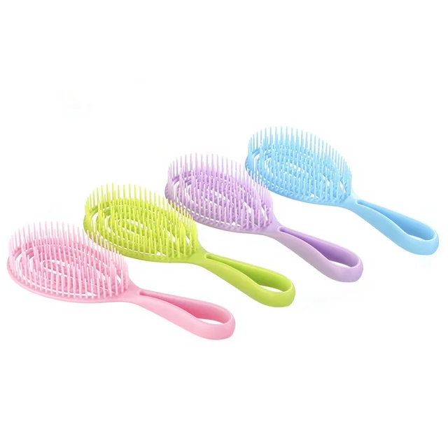 

New Design Multi Function Hair Brush Detangling Curling Scalp Massage Hair Brush, Pink, purple, green, blue