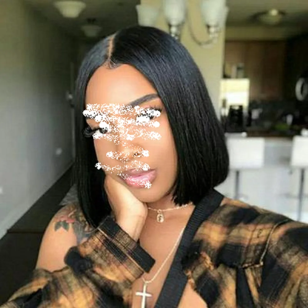 

Black bobo Short Human Hair Wigs Brazilian Straight brown gold Wigs 25-35cm