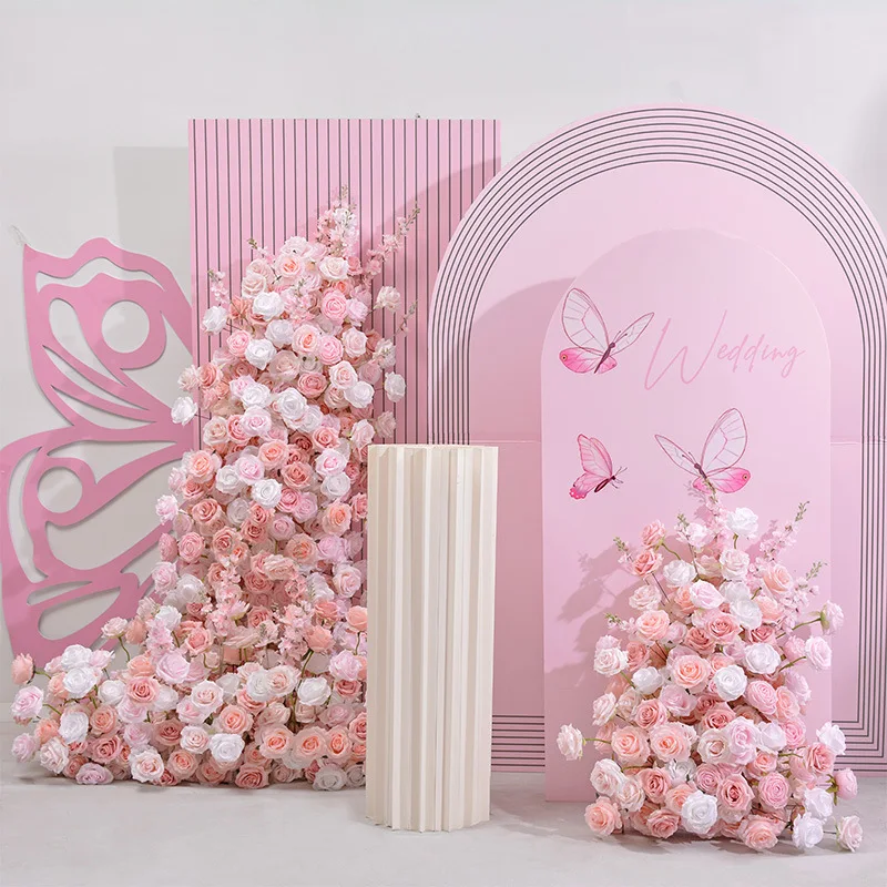 EG-VJ019 Wedding Entrance Flower Horn Luxury Artificial White pink Flower Events and Party Stage Background Decoration