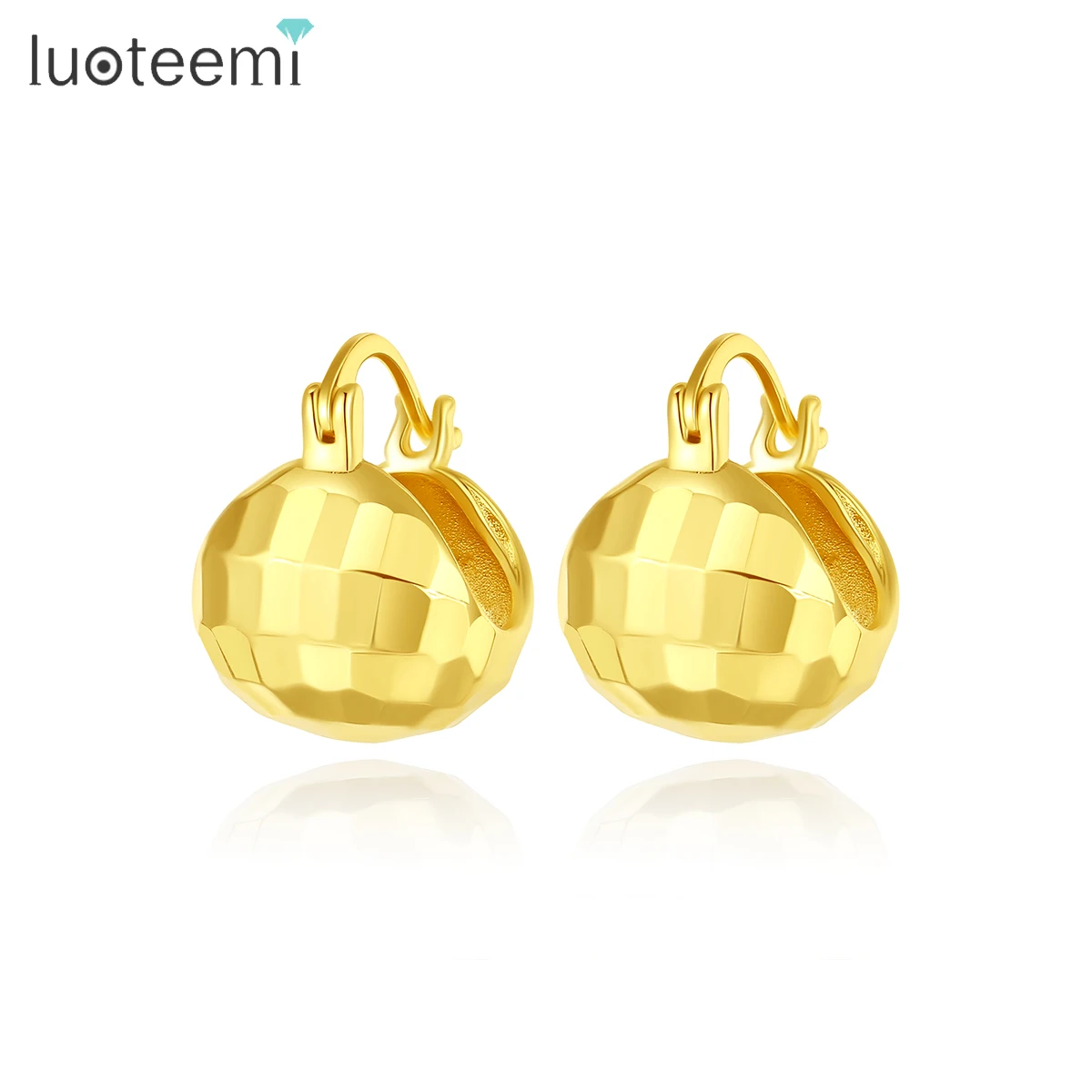 

LUOTEEMI Elegant Gold Plated Earing Trendy Jewelry Large Hot Sale New Geometric Fashion Big Hollow Earrings