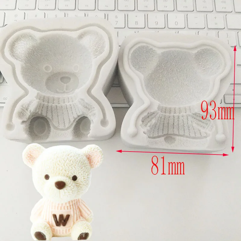 

3D Large Teddy Bear Silicone Mold Cake Fondant Mousse Diy Baking Tools Fondant Cake Sugar craft, Multicoloured