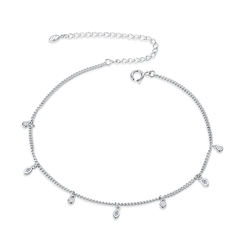 

Authentic 925 Sterling Silver Minimalism Tassel Chain Anklet for Women