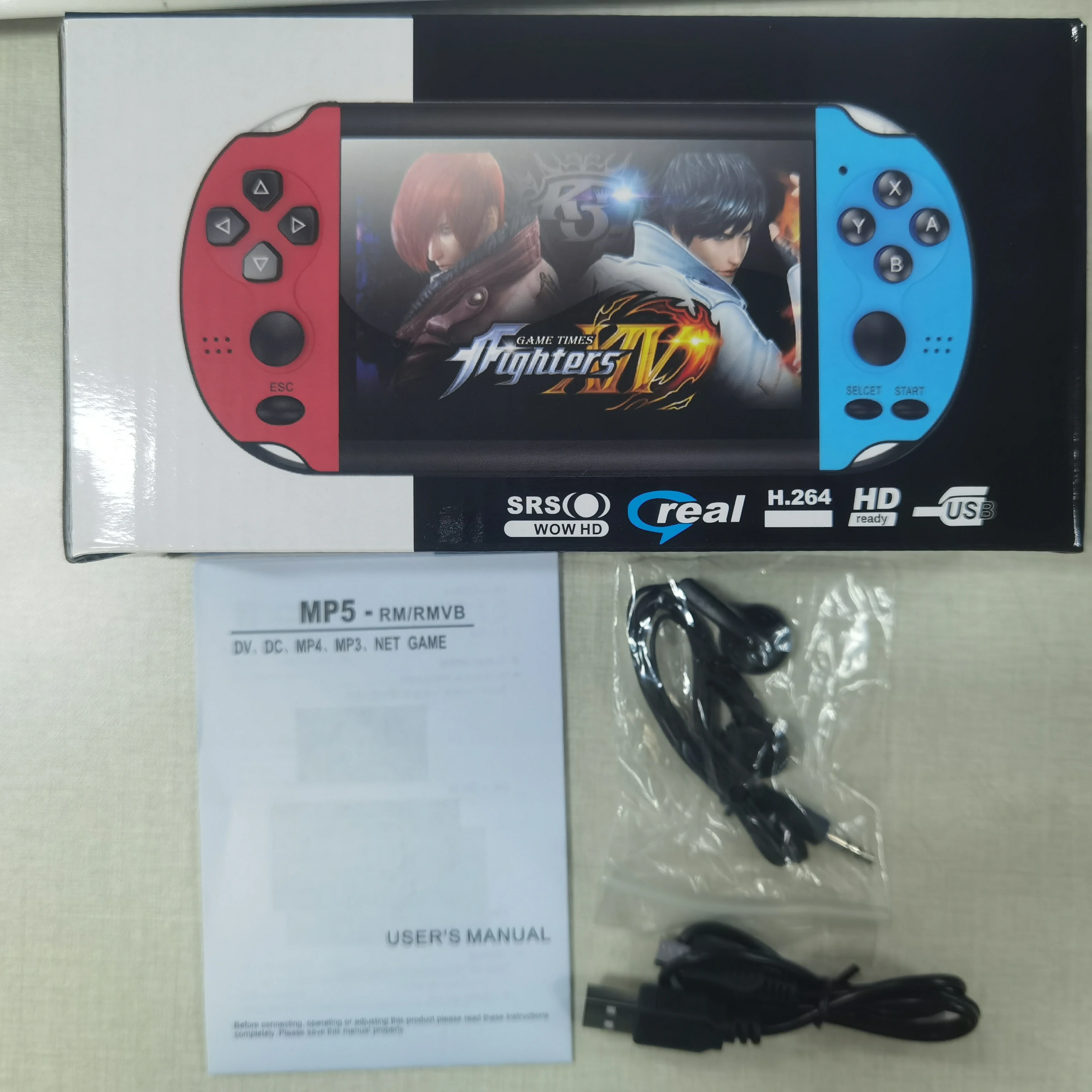 

8GB 4.3 Inch Portable Big Color Screen handheld Retro Video Gaming Console X7 Mp5 Music Player X7 Game Console, Red white blue black yellow