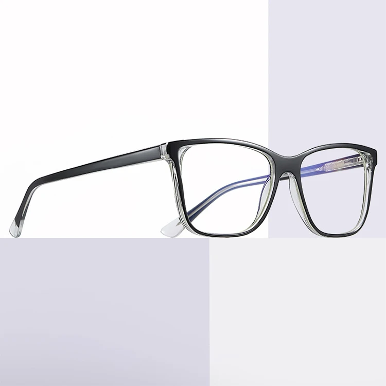 

High Quality TR90 Optical Frame for Computer Gaming Wholesale Fashion Two-tone Square Spring Hinge Anti Blue Light Glasses, 6 colors